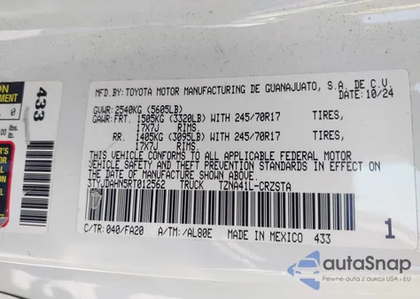 2024 Toyota Tacoma Sr 2Wd z USA, uszkodzony, nr VIN 3TYJDAHN5RT012562